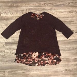 NY&C maroon, pink, and white layered shirt